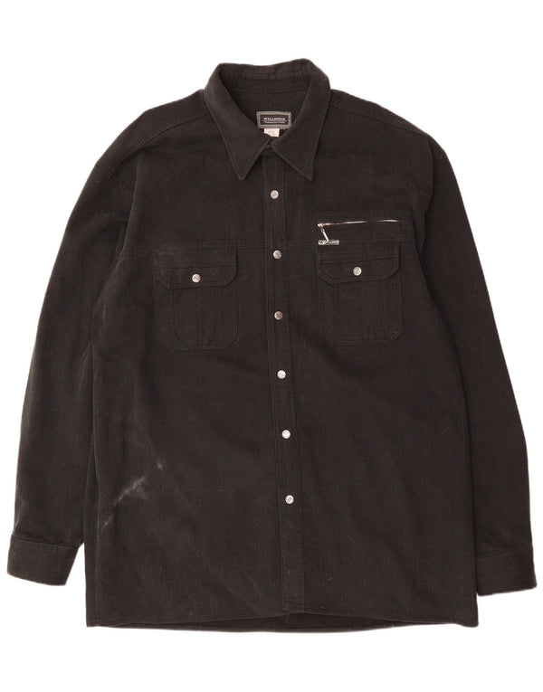 VINTAGE Herre fløjlsskjorte UK 47/48 3XL Sort bomuld