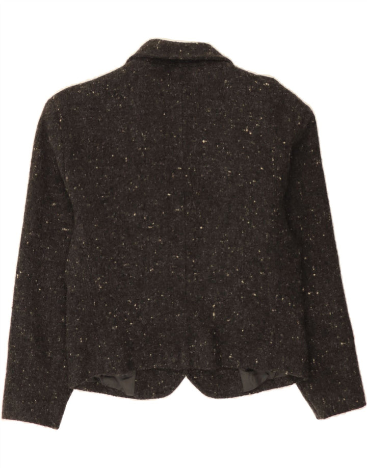VINTAGE Womens 3 Button Blazer Jacket UK 14 Medium Grey Flecked Polyester Vintage Vintage and Second-Hand Vintage from Messina Hembry 