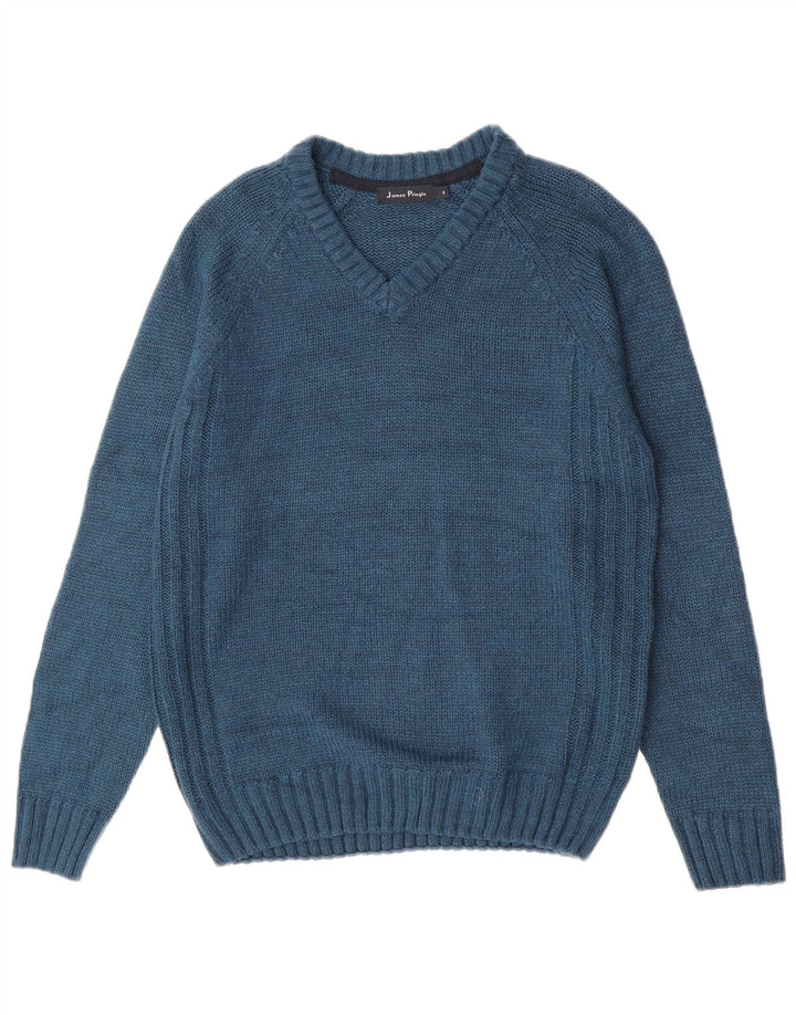 James Pringle Herre V-hals sweater lille blå akryl