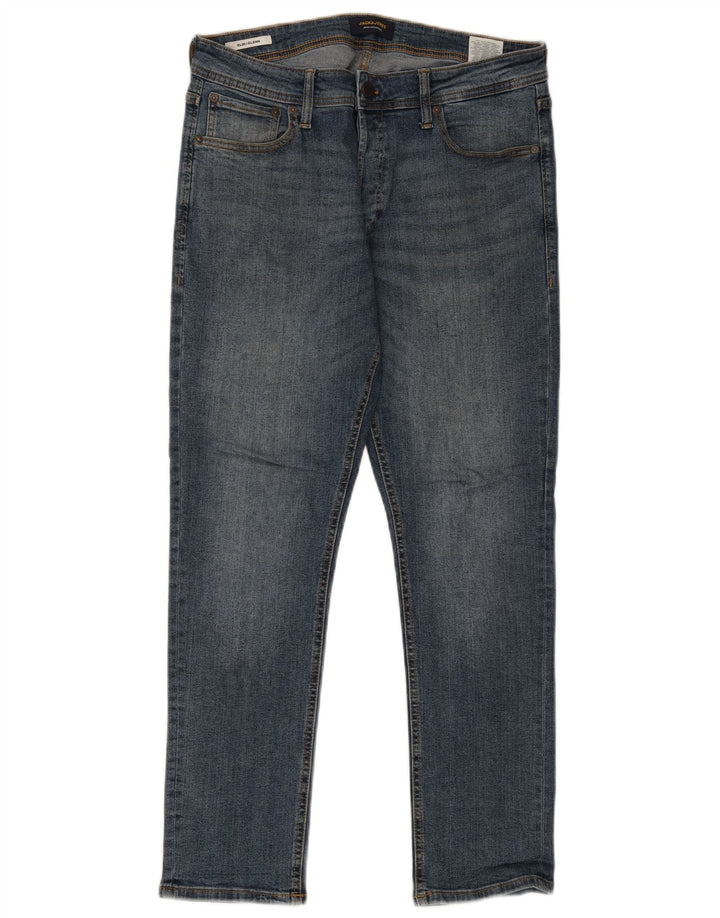 Jack & Jones Herre GLENN Slim Jeans W34 L30 Blå Bomuld