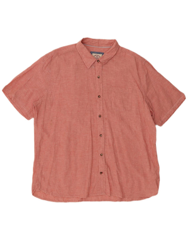 FAT FACE Kortærmet herreskjorte 2XL Pink Linen
