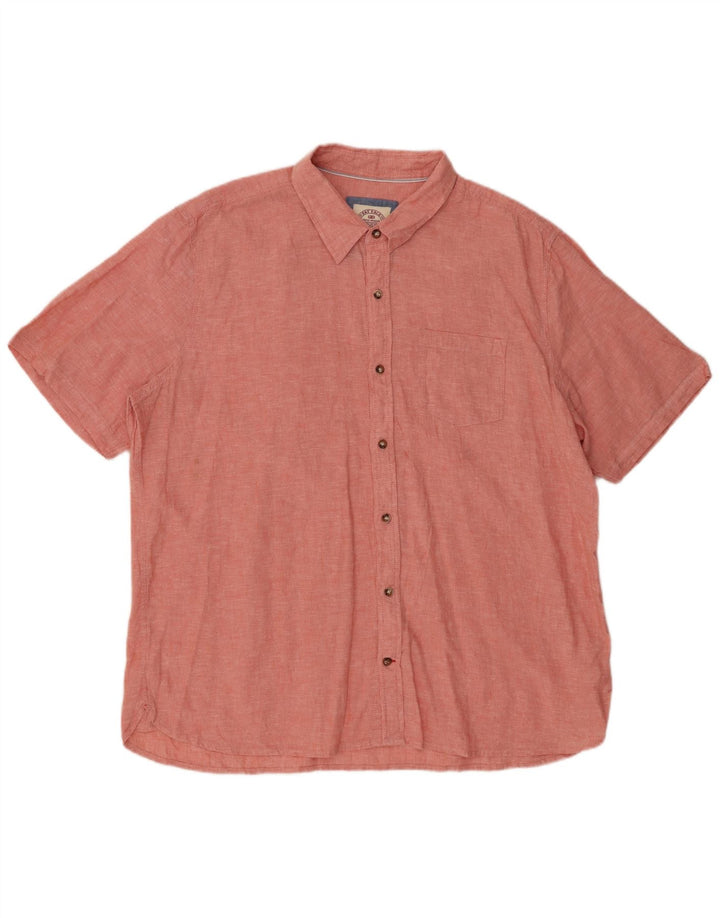 FAT FACE Kortærmet herreskjorte 2XL Pink Linen