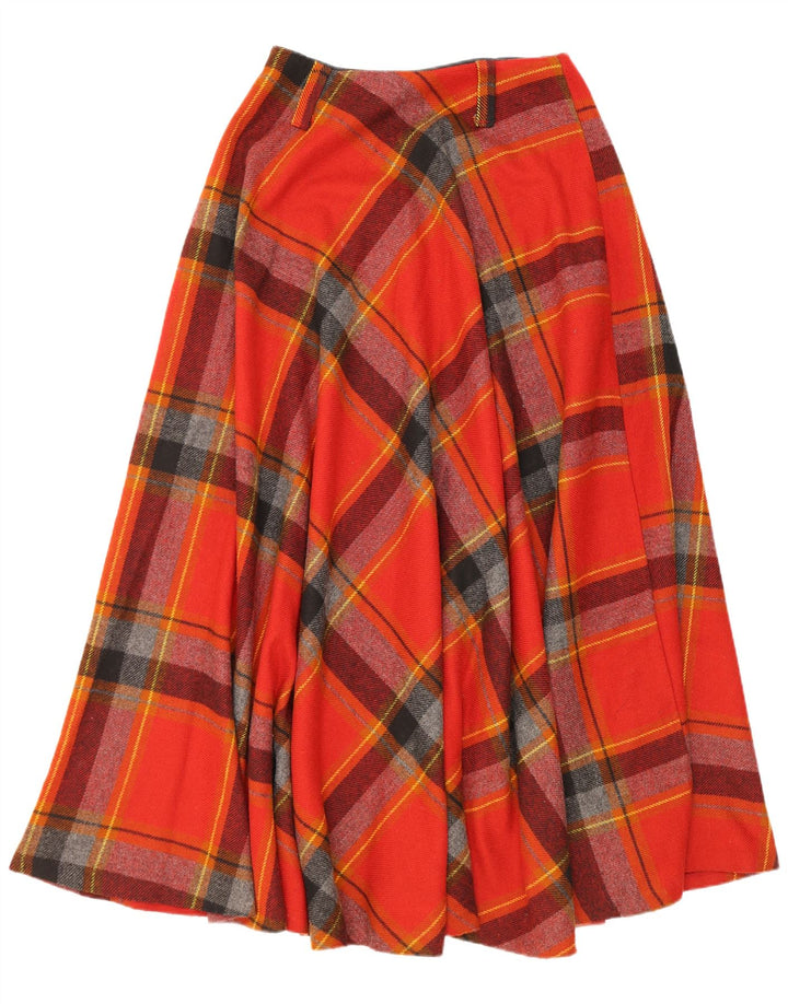 Vintage Kvinders Flared Nederdel W28 Medium Rød Plaid
