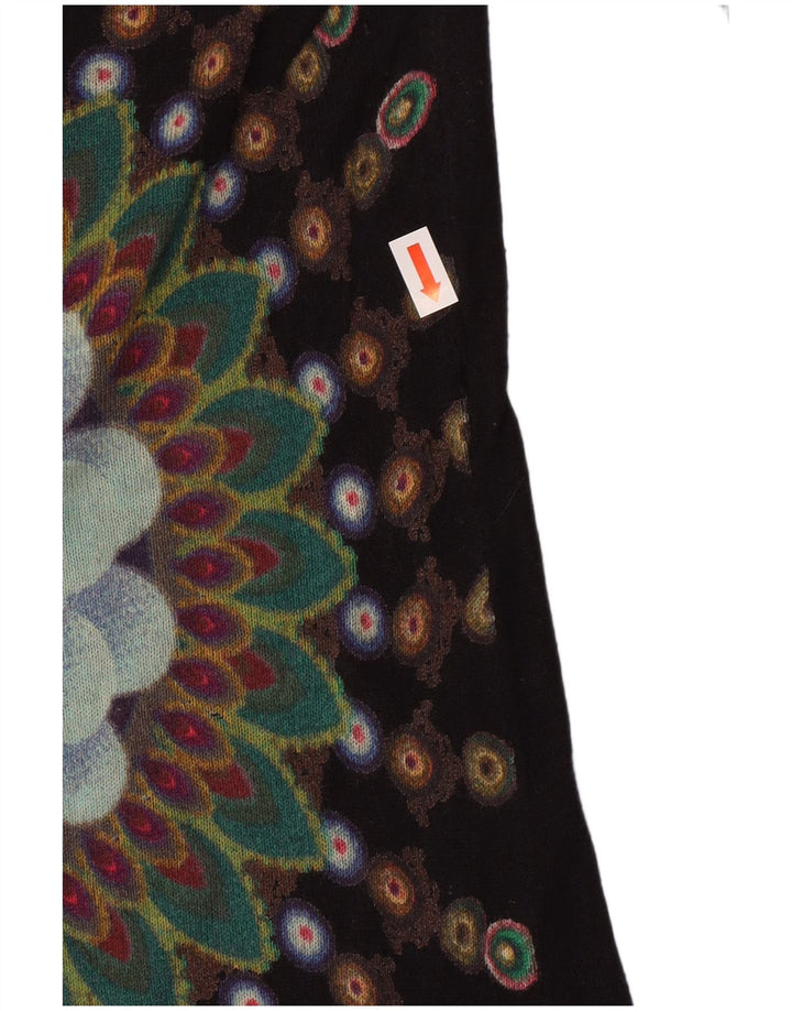 DESIGUAL Womens Abstract Pattern Boat Neck Jumper Sweater UK 18 XL Black