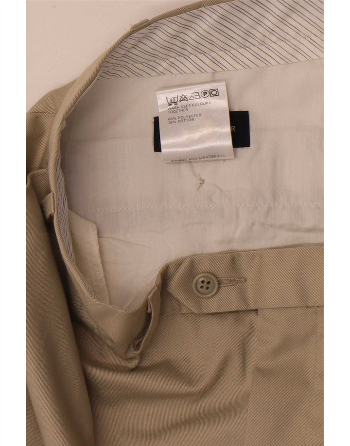 Marks & Spencer Herre Blue Harbor Straight Suit Bukser W36 L33 Beige