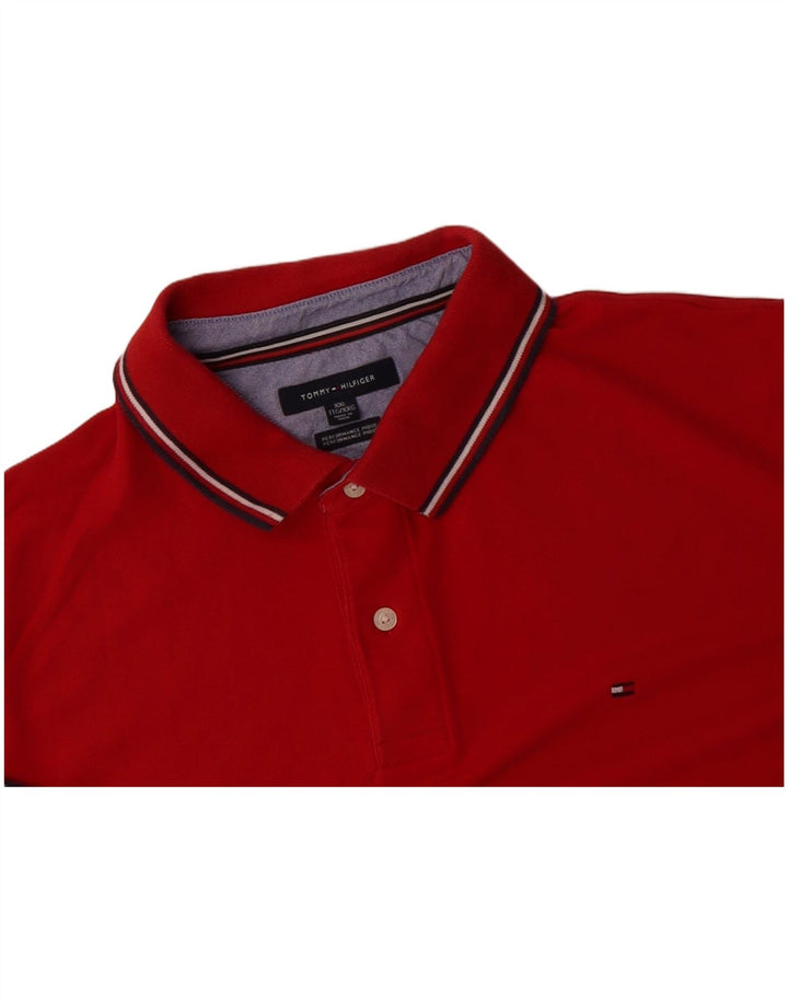 TOMMY HILFIGER Mens Polo Shirt 2XL Red Cotton