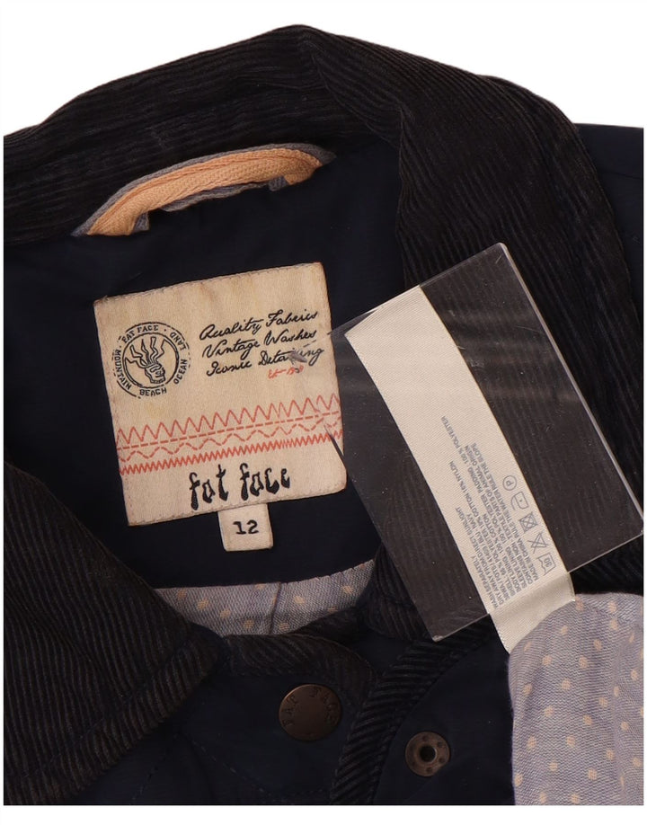FAT FACE Quiltet jakke til kvinder UK 12 Medium Navy Blue Polyester