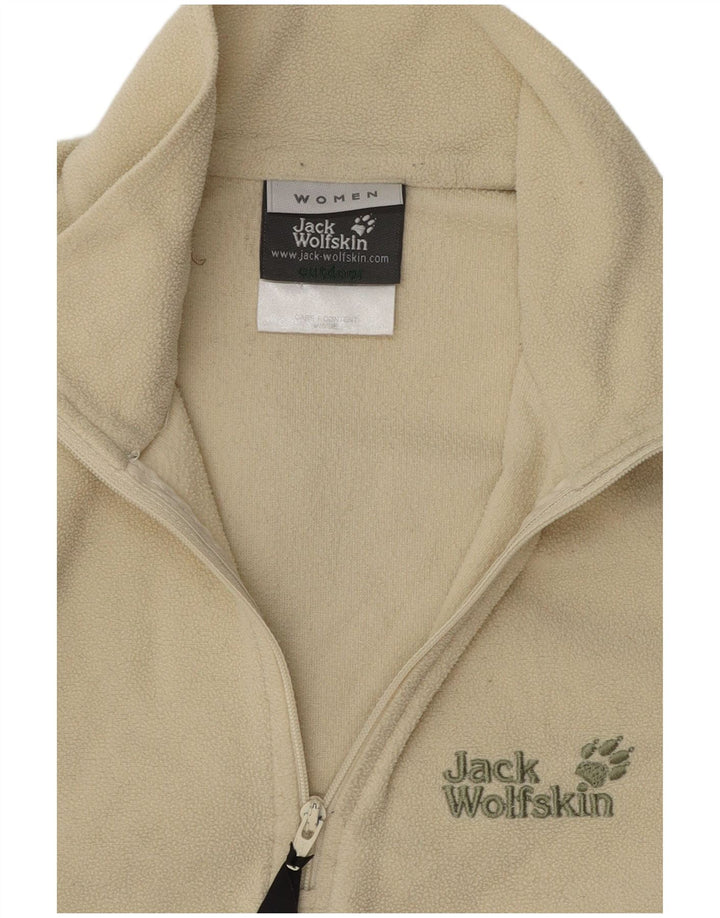 JACK WOLFSKIN Womens Zip Neck Fleece Jumper UK 10 Small  Beige Polyester