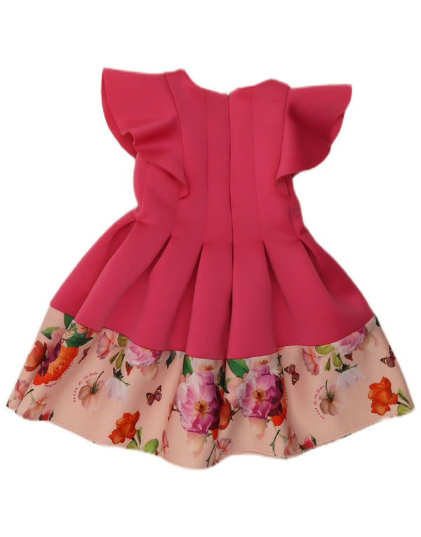 TED BAKER Girls A-Line Kjole 5-6 år Pink Floral Polyester
