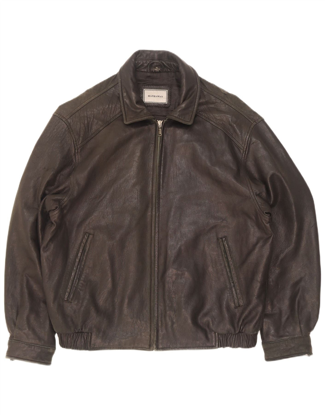 Hathaway Herre Læderjakke UK 42 XL Sort Læder