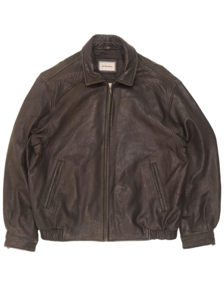 Hathaway Herre Læderjakke UK 42 XL Sort Læder