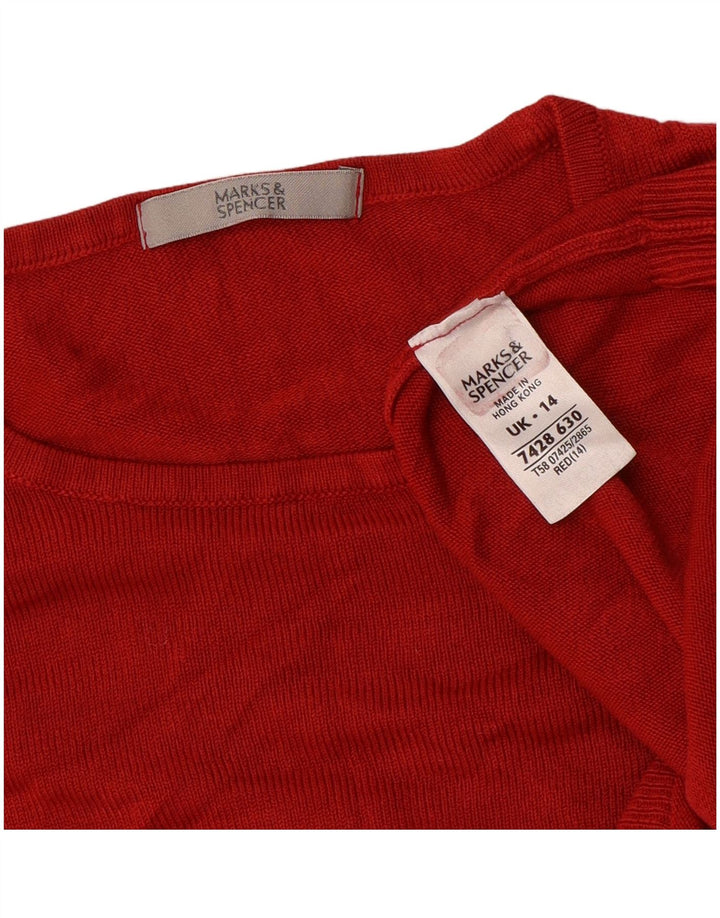Marks & Spencer Dame Crop Crew Neck Jumper Sweater UK 14 Medium Red