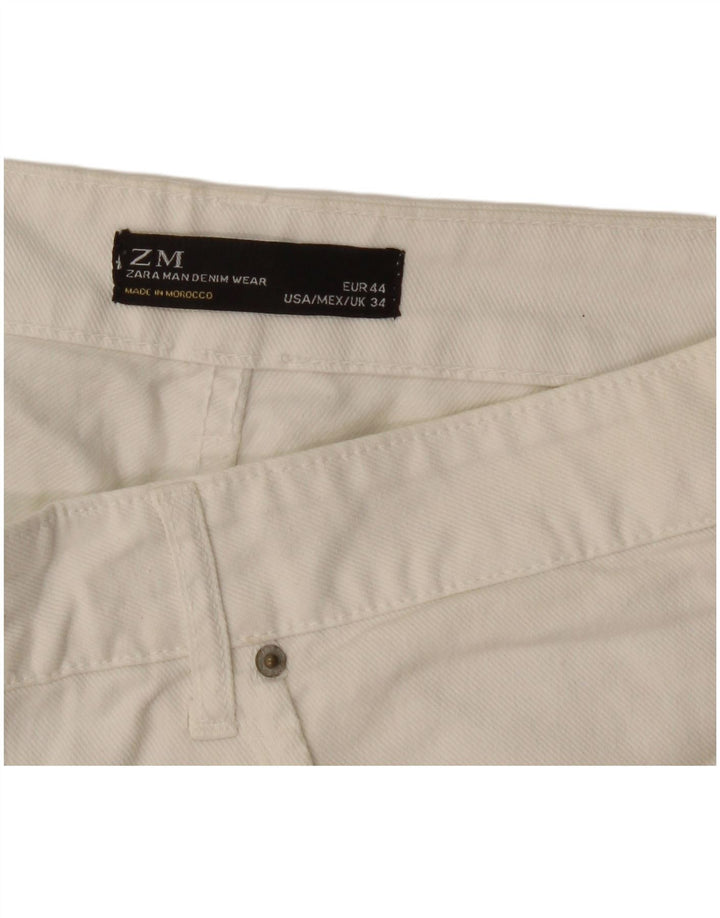 Zara Herre Denim Shorts EU 44 Large W34 Hvid