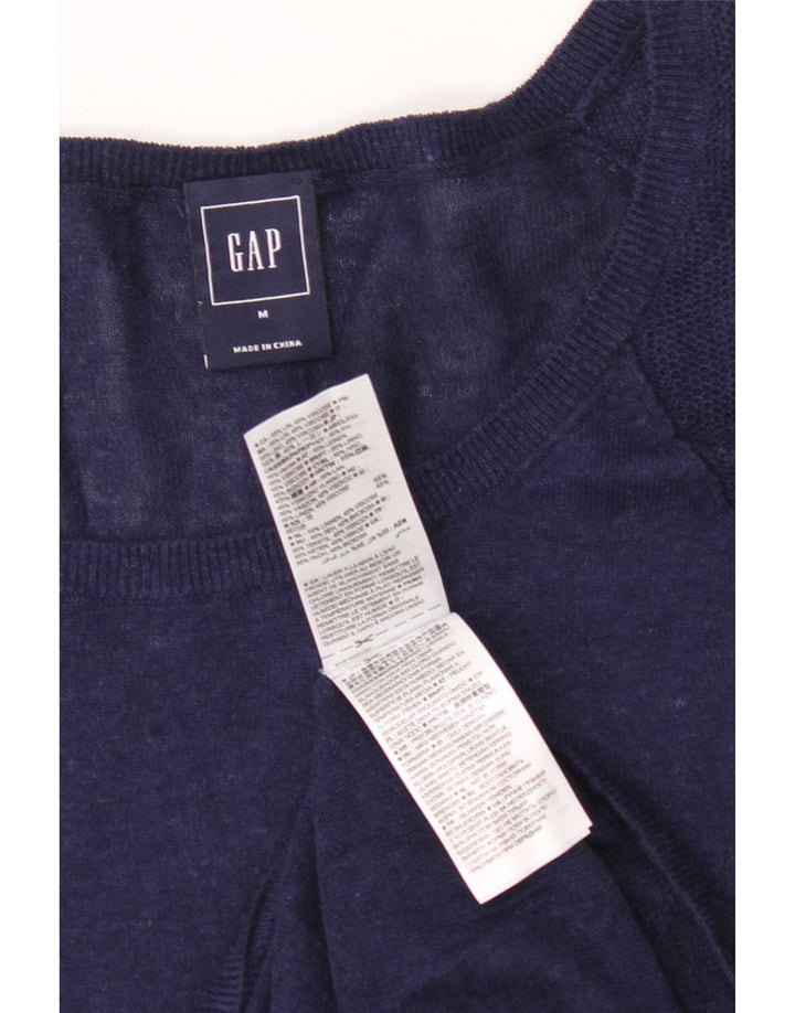 Gap Dame T-Shirt Top UK 12 Medium Navy Blue Linen