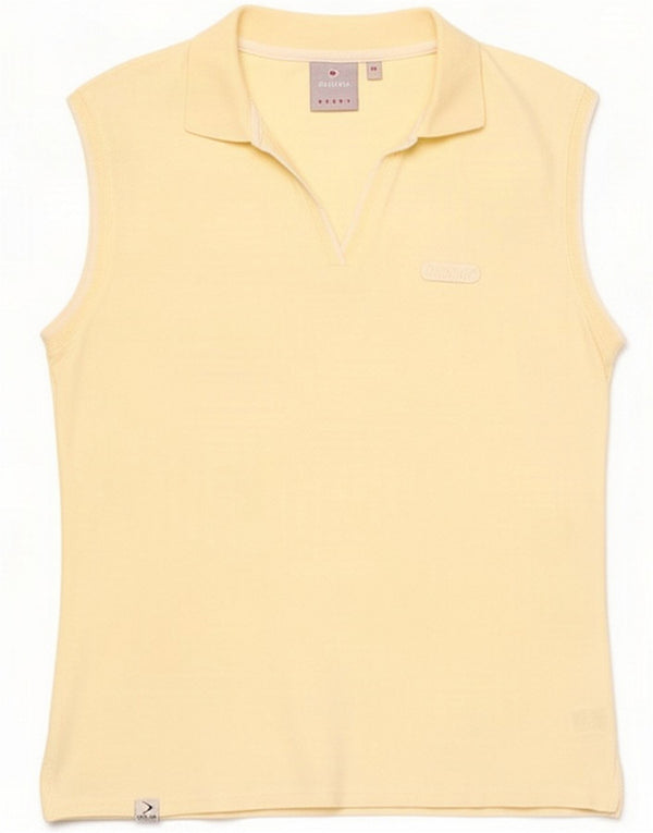 Dunlop ærmeløs poloshirt til kvinder UK 14 Medium Yellow Cotton