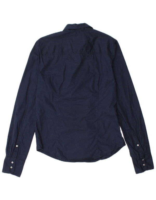 J. Crew Womens 365 Slim Shirt US 6 Medium Navy Blue Cotton