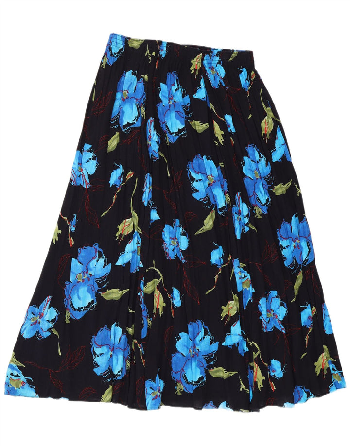 VINTAGE Womens Pleated A-Line Skirt W30 Medium Black Floral