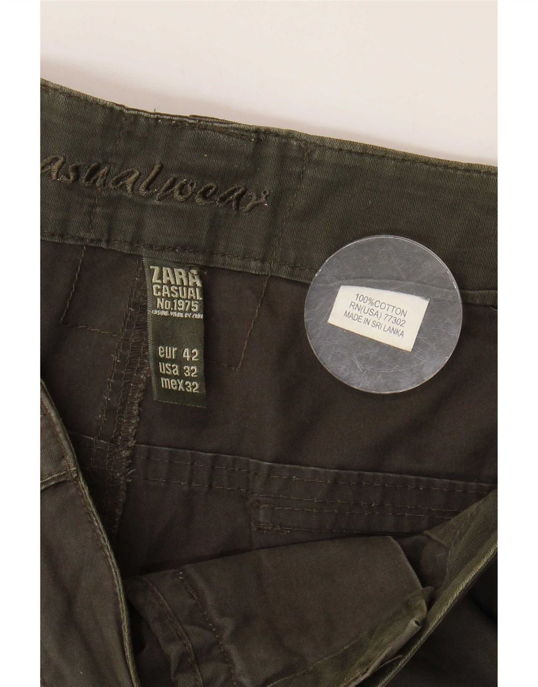 Zara Herre Cargo Shorts EU 42 Large W32 Khaki Cotton