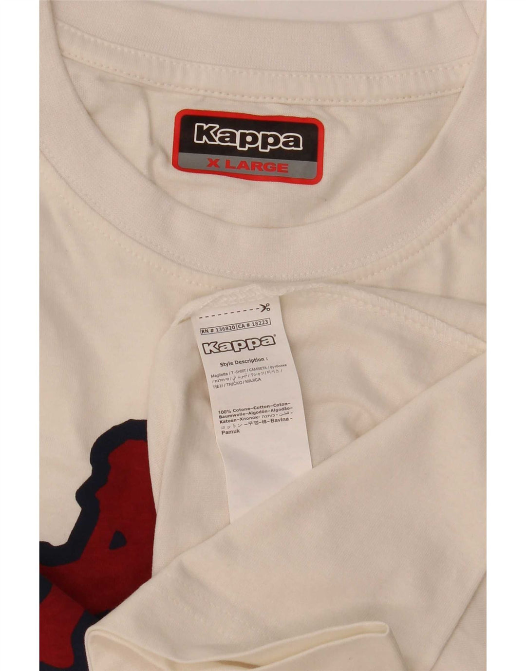 Kappa Herre Grafisk T-Shirt Top XL Hvid Bomuld