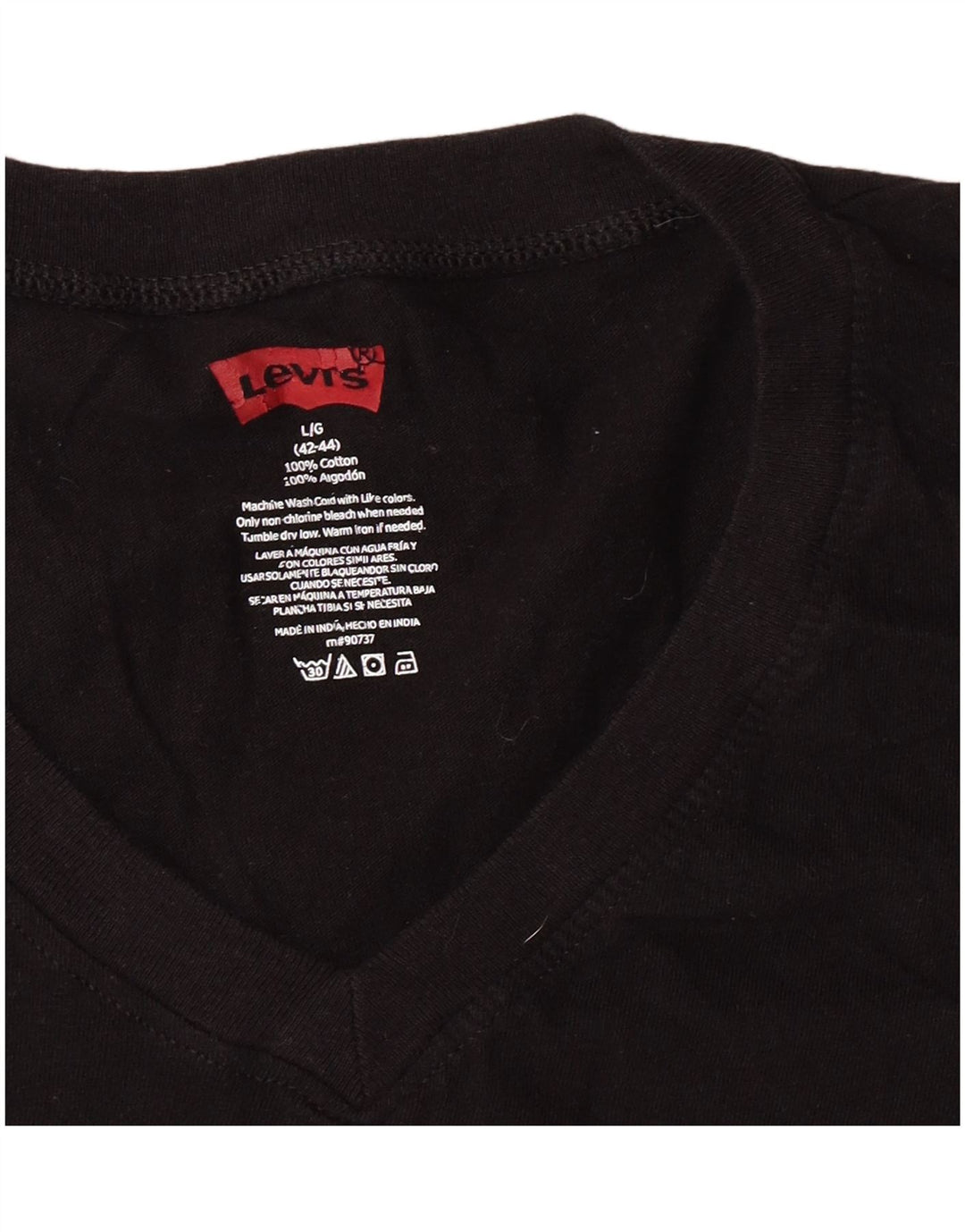 Levi's Dame T-Shirt Top UK 16 Stor Sort Bomuld Klassisk