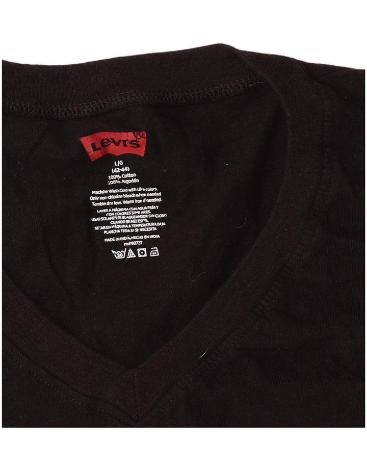 Levi's Dame T-Shirt Top UK 16 Stor Sort Bomuld Klassisk
