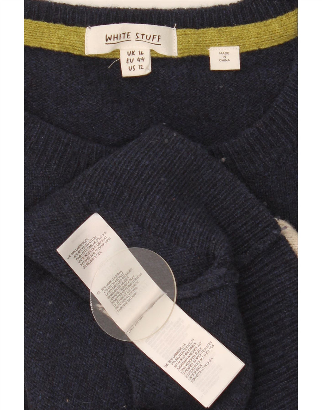 White Stuff Womens Crew Neck Jumper Sweater UK 16 Large Navy Blue