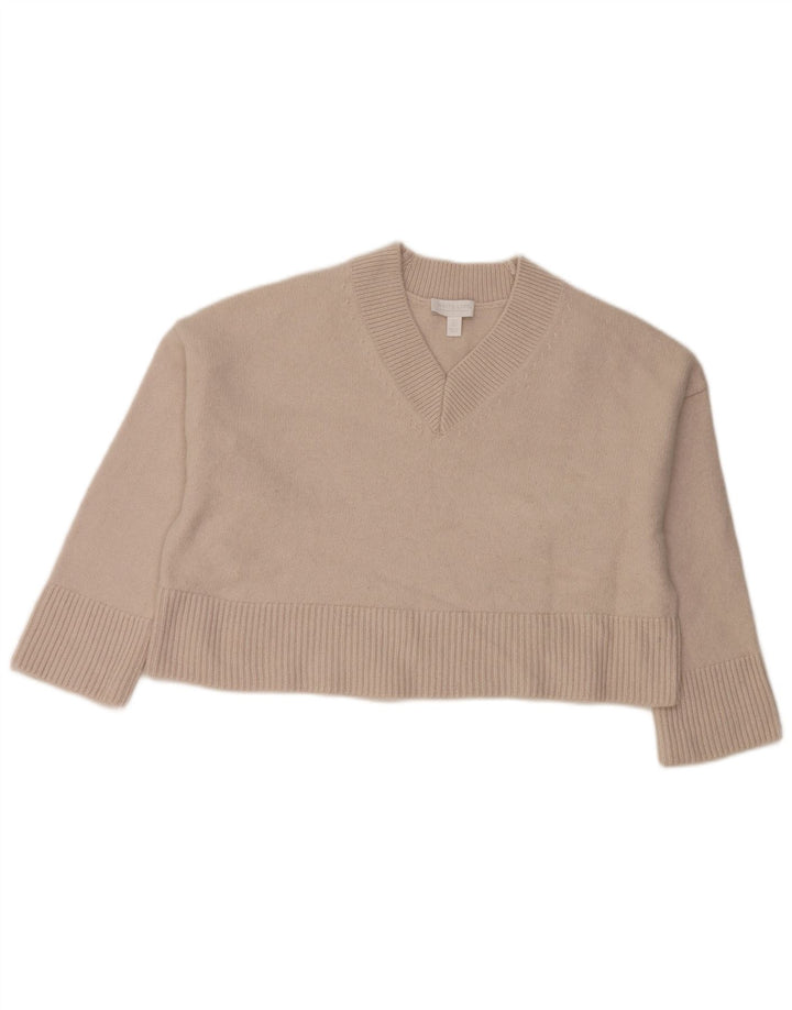 White Stuff Womens Crop V-hals sweater UK 16 Stor grå uld