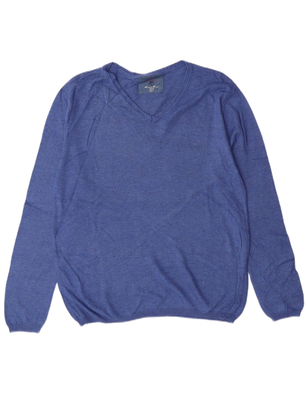 ZARA Drenge V-hals sweater 13-14 år Blå Bomuld