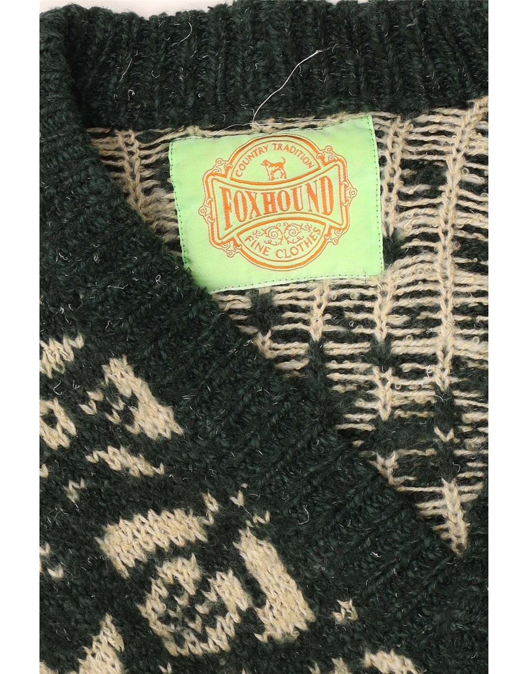 Foxhound Herre cardigan sweater Medium Green Fair Isle