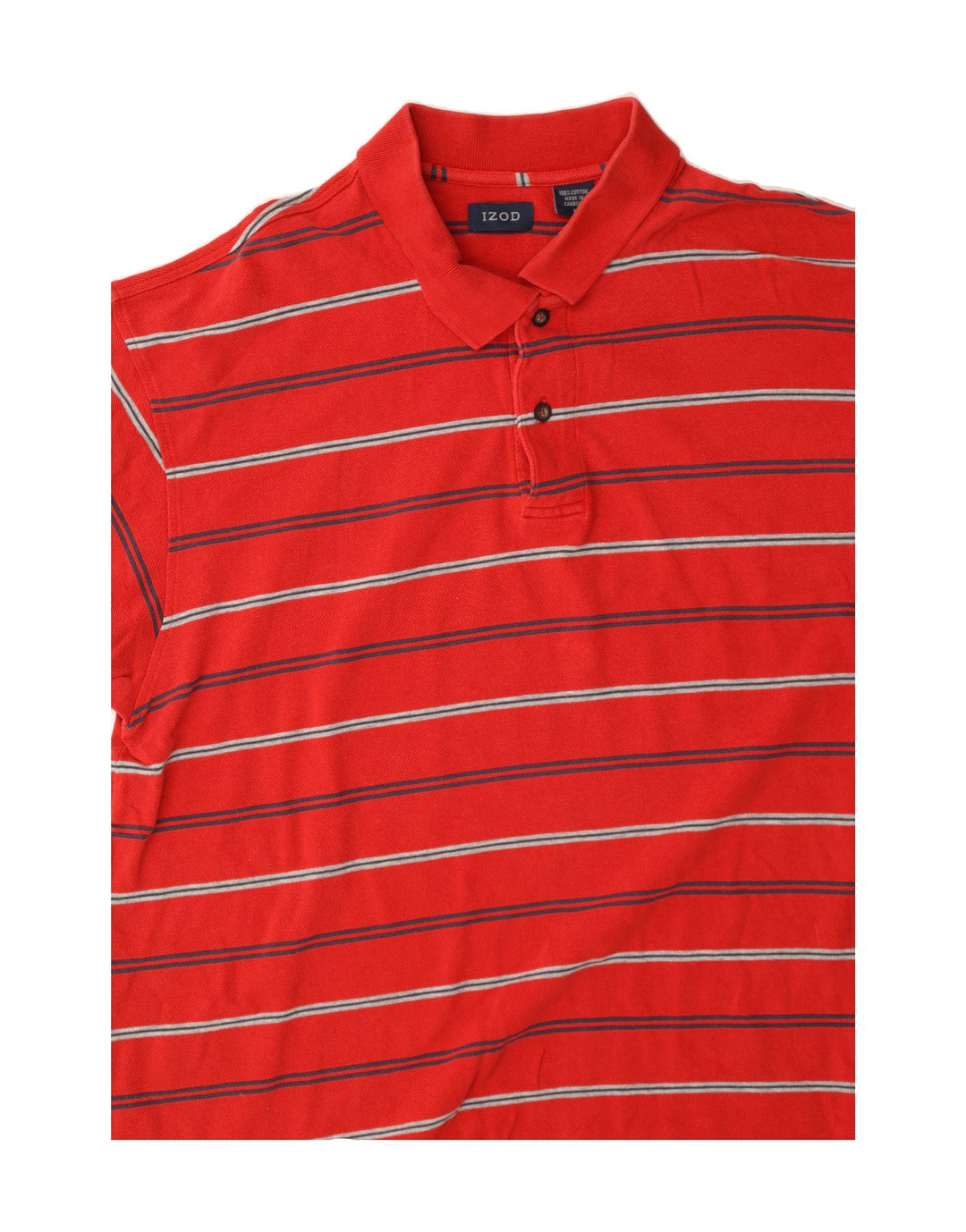 IZOD Mens Polo Shirt Large Red Striped Cotton Vintage Izod and Second-Hand Izod from Messina Hembry 