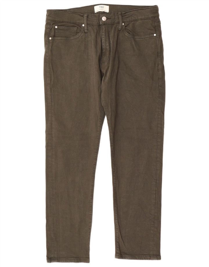 Marks & Spencer Herre Slim Jeans W34 L29 Khaki Bomuld