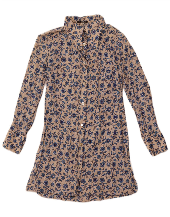 LEONE skjortekjole til kvinder IT 42 Medium Off White Floral