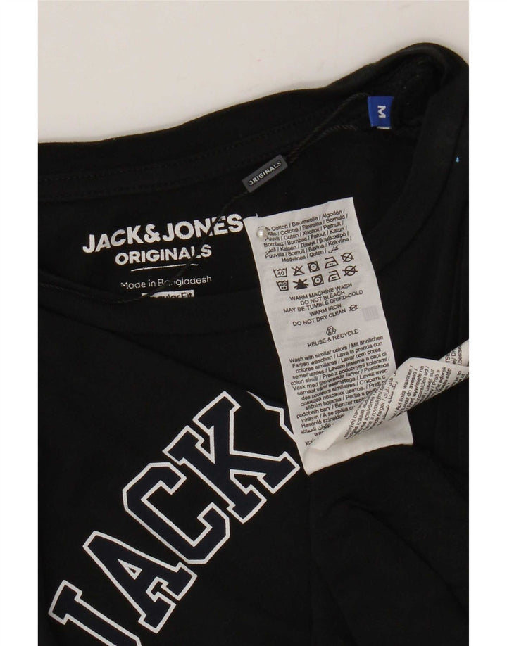 Jack & Jones Herre Regular Fit Grafisk T-shirt Top Medium Sort Bomuld