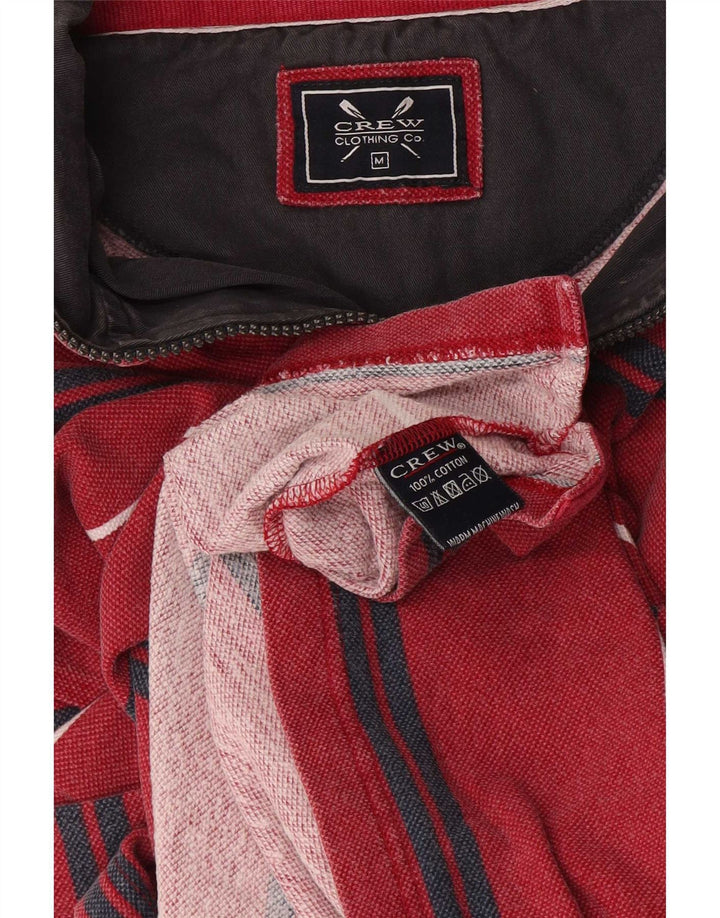 Besætningstøj Herre Zip Neck Sweatshirt Jumper Medium Rød Stribet Bomuld