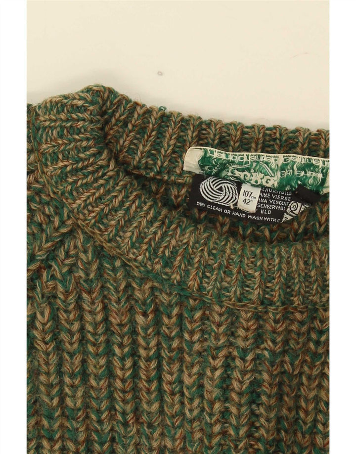 Vintage dame sweater med rund hals IT 42 Medium Green Flecked Wool