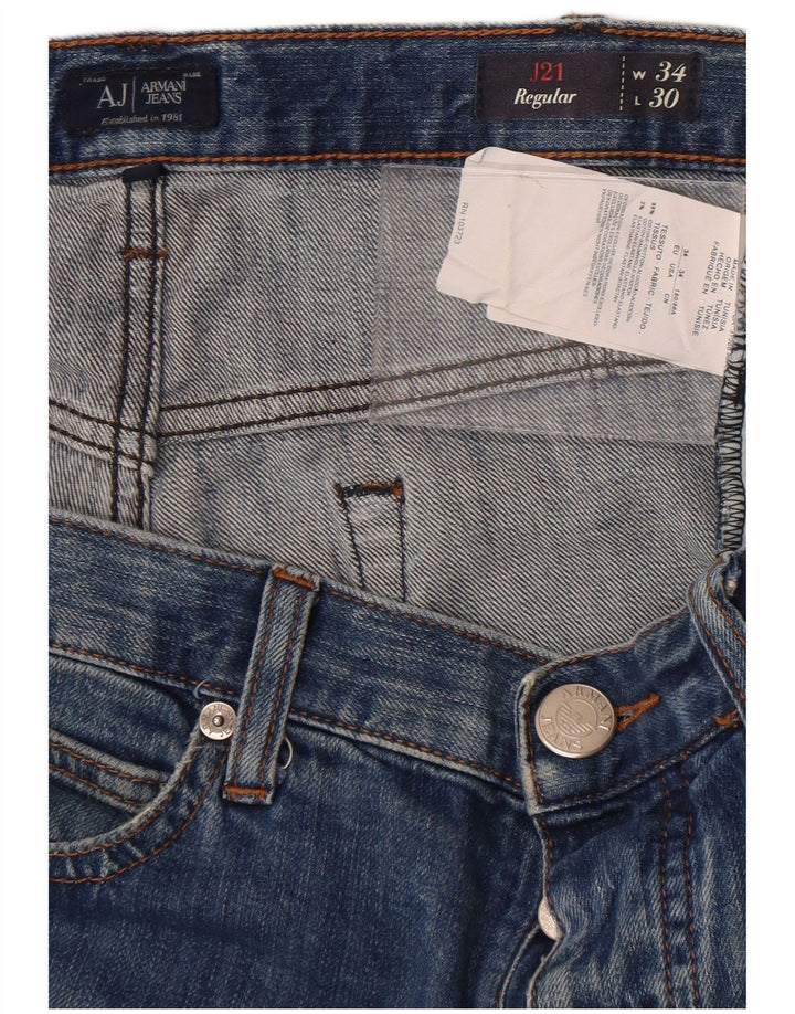 Armani Herre Regular Fit Straight Jeans W35 L30 Blå Bomuld