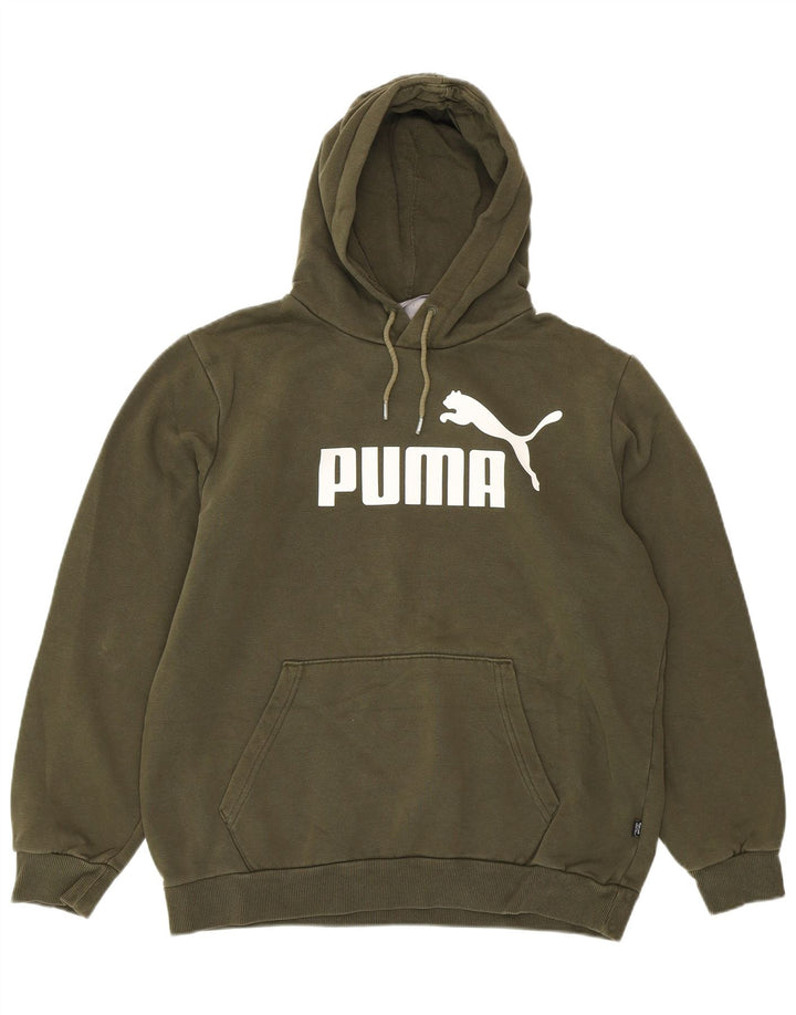 PUMA Oversized grafisk hættetrøjetrøje til kvinder UK 14 Medium Khaki Elastan