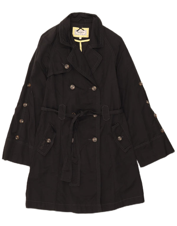 PEPE Jeans Dame Trench Coat UK 10 Small Black Bomuld
