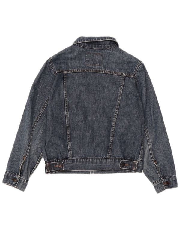 Levi's Dame Crop Denim Jacket UK 12 Medium Blue Bomuld