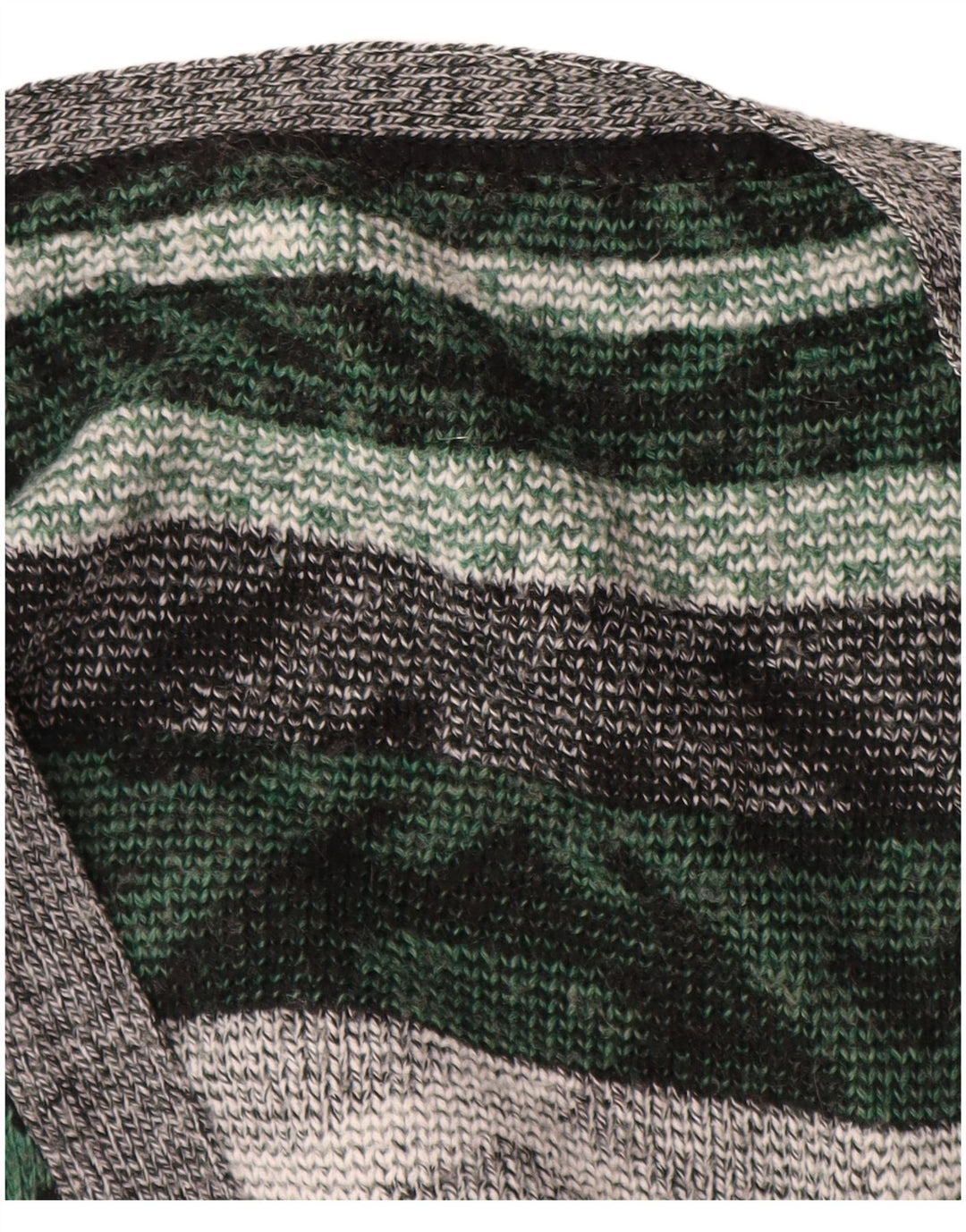 VINTAGE Mens Cardigan Sweater XL Grey Fair Isle Acrylic
