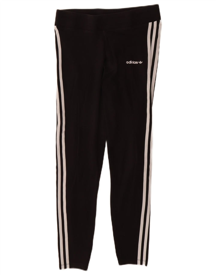 ADIDAS Dame Leggings UK 12 Medium Sort Bomuld