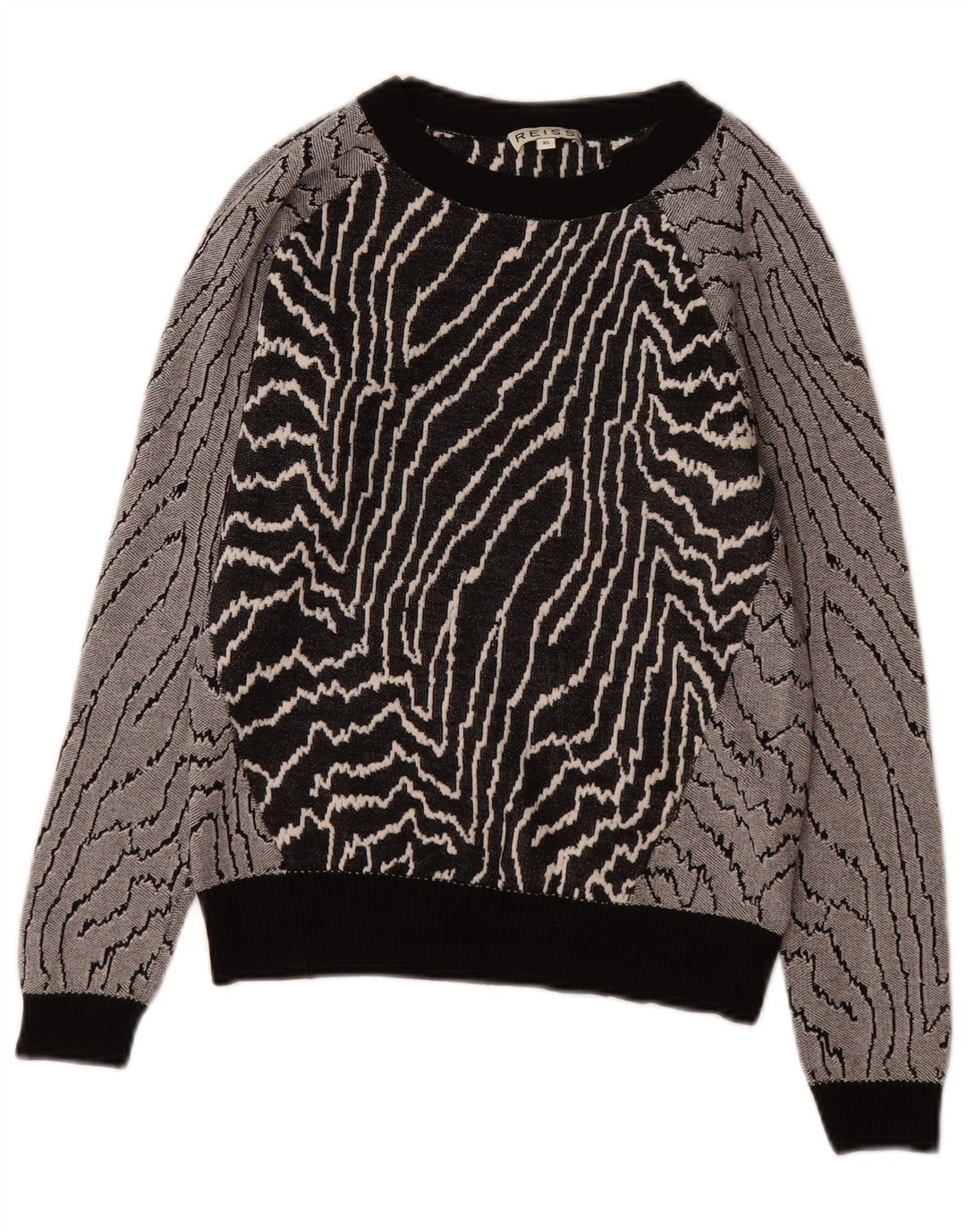 Reiss Sweatshirt med abstrakt mønster til kvinder UK 6 XS Sort viskose