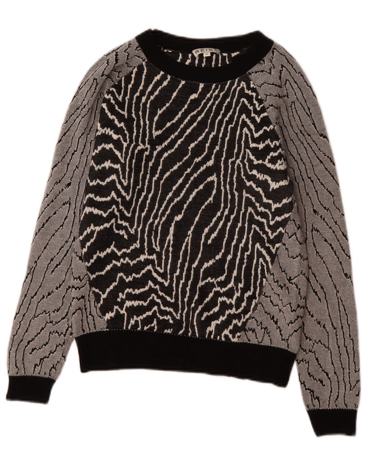 Reiss Sweatshirt med abstrakt mønster til kvinder UK 6 XS Sort viskose