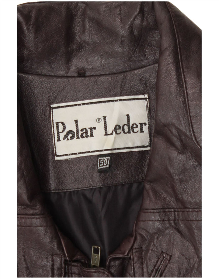 Vintage Herre Læderjakke IT 58 4XL Burgundy Læder