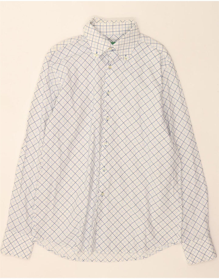 BENETTON Mens Shirt XL White Check Cotton Vintage Benetton and Second-Hand Benetton from Messina Hembry 