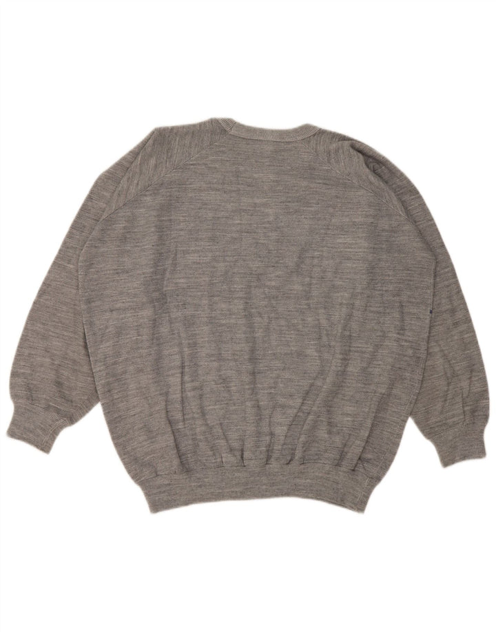 Vintage Herre grafisk sweatshirt Jumper Medium Grey Flecked Bomuld