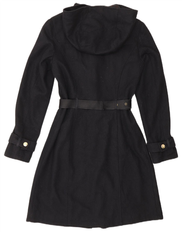 CARACTERE Dame Hooded Duffle Coat UK 10 Small Navy Blue Wool