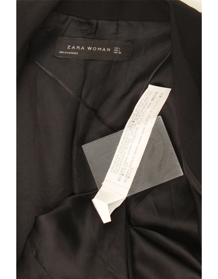 Zara Dame 3/4 ærmet åben blazerjakke UK 14 Stor sort polyester