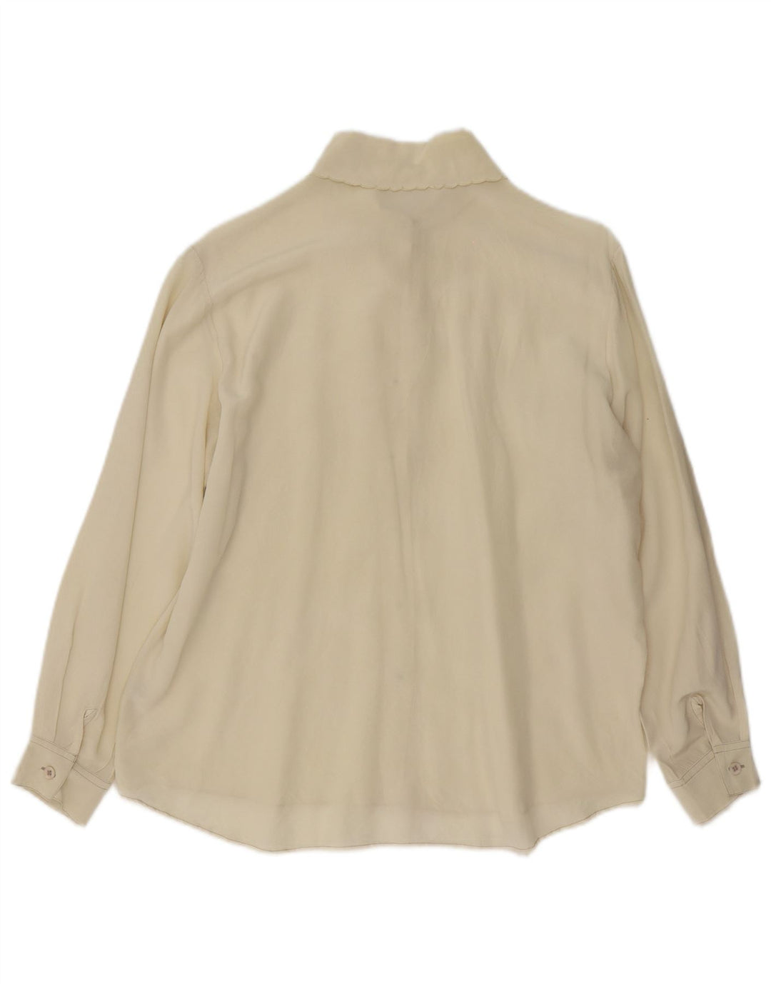 Vintage langærmet dameskjorte med normal pasform UK 14 Medium Off White