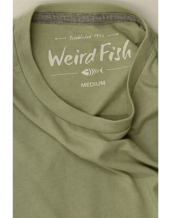 Weird Fish Herre T-Shirt Top Medium Khaki Bomuld